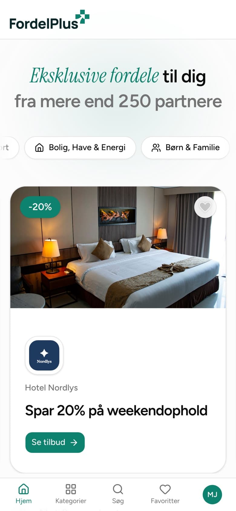 FordelPlus-portalen på mobil