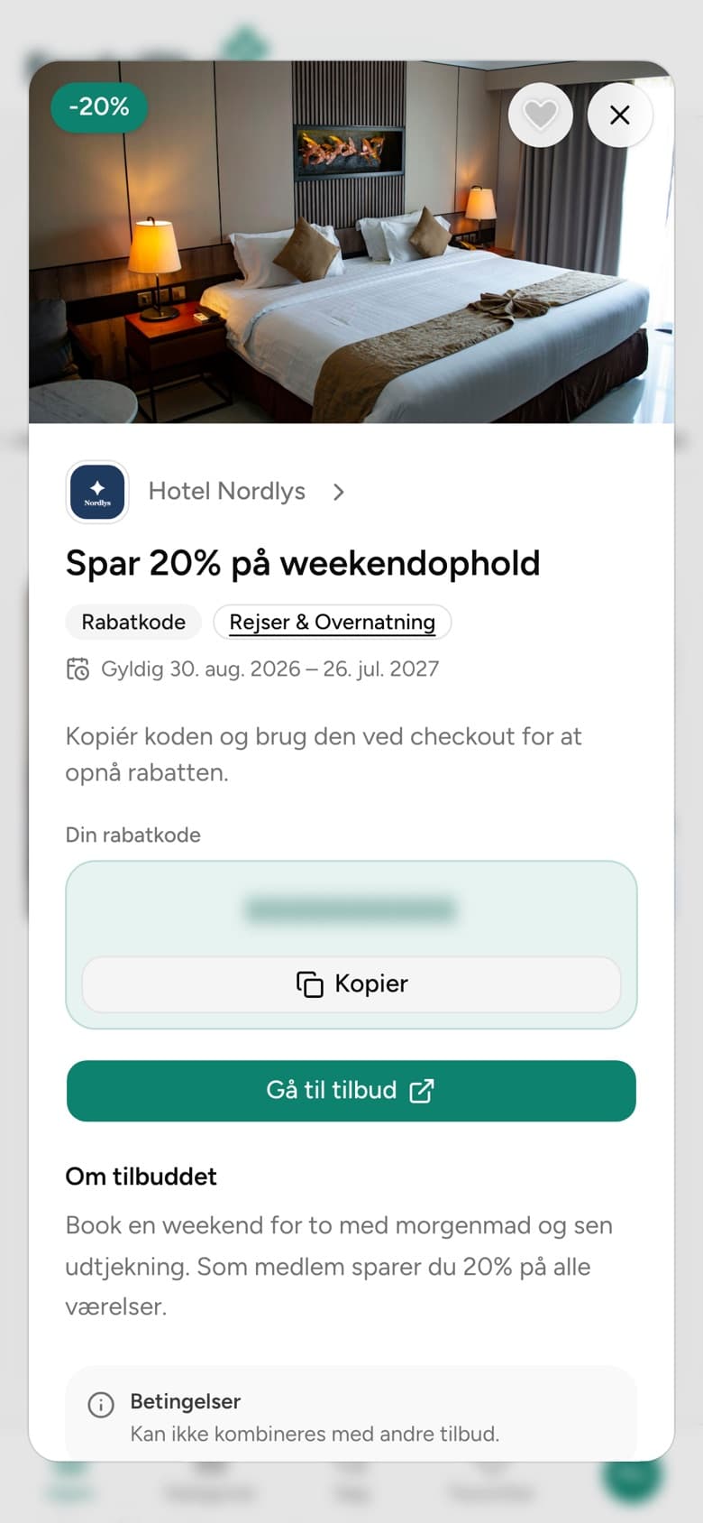 Et tilbud åbnet på mobil